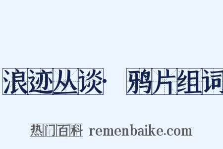 浪迹丛谈·鸦片组词是什么意思的图片